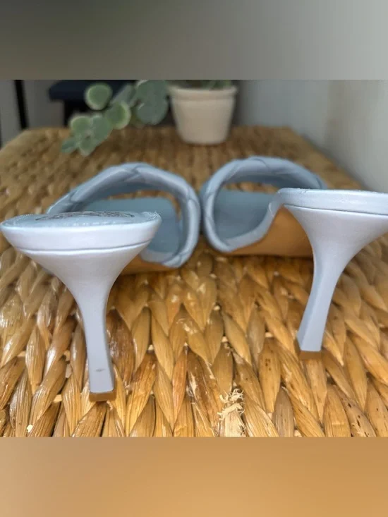 Vince Camuto Light Blue Woven Slide Heels - Picture 9 of 15